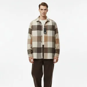 پیراهن آستین بلند یقه برگردان مردانه مدل پشمی قواره باکسی 8096