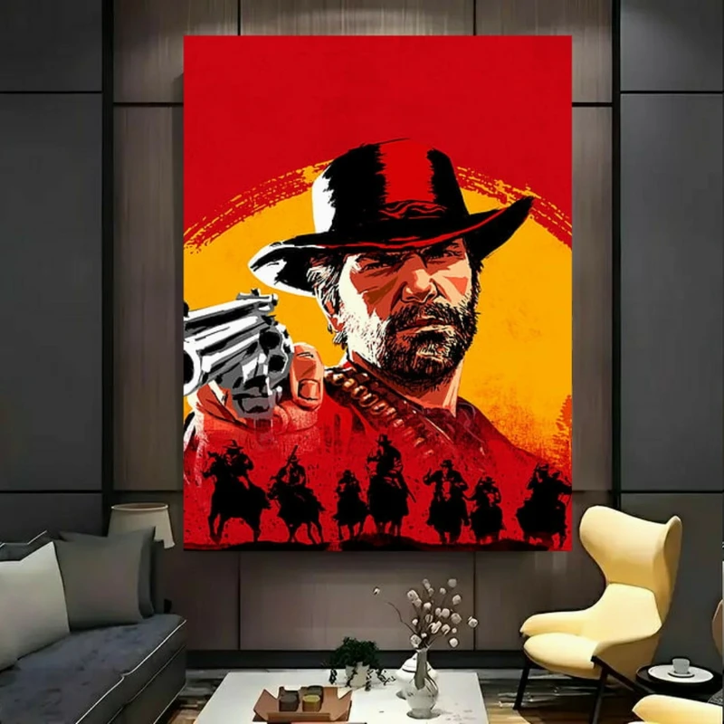 تابلو بوم طرح مخمل رد دد ردمپشن مدل آرتور مورگان کد GR1890