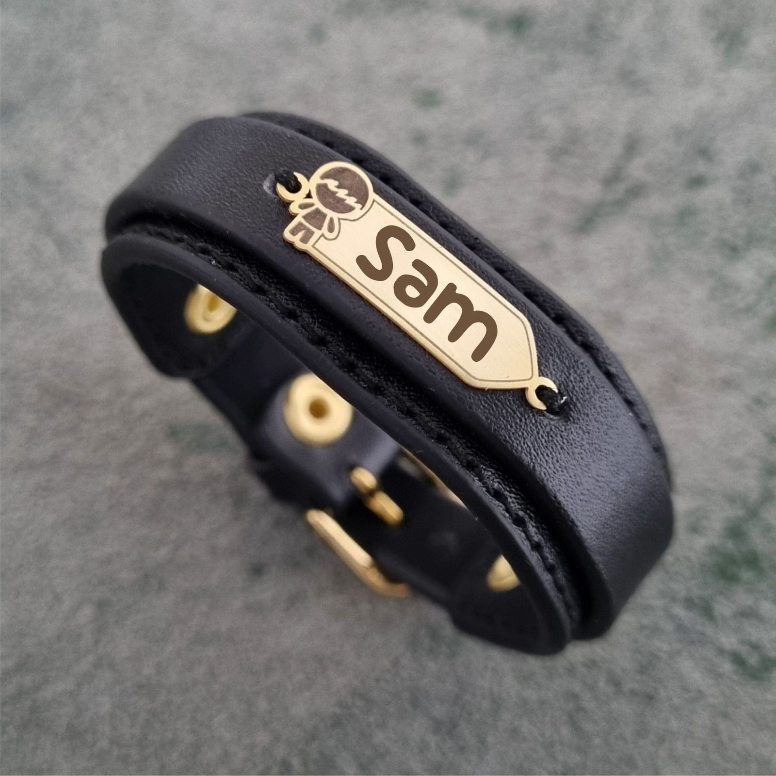 دستبند طلا 18 عیار بچگانه لیردا مدل اسم سام  KDK -  - 3