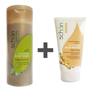 ماسک موی شون مدل Ginseng And Keratin حجم 150 میلی لیتر و شامپو بدن مدل Olive حجم 250 میلی لیتر