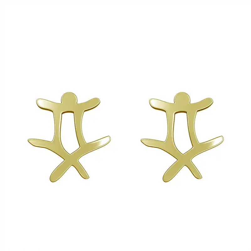 گوشواره طلا 18 عیار زنانه مدوپد مدل هندسی کد GA1-16143