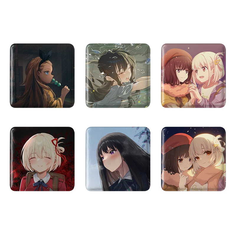 مگنت خندالو طرح انیمه لیکوریس ریکویل Lycoris Recoil کد 1418B مجموعه 6 عددی