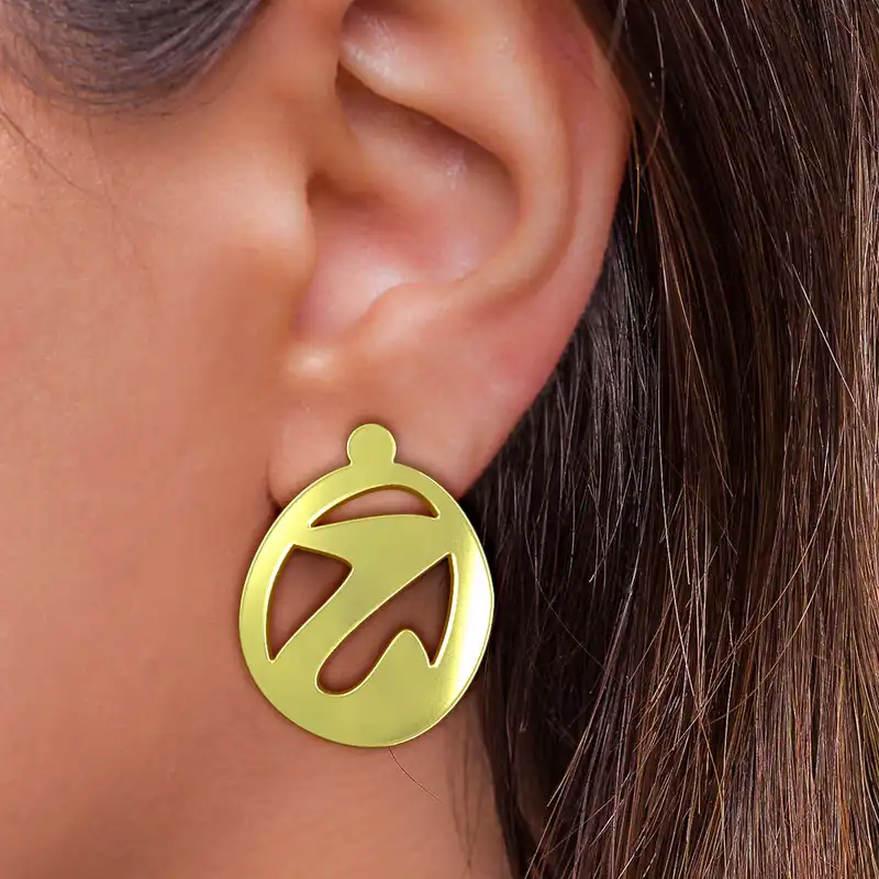 گوشواره طلا 18 عیار زنانه مدوپد مدل هندسی کد GA1-16150