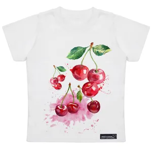 تی شرت آستین کوتاه دخترانه 27 مدل Red Cherries کد MH957