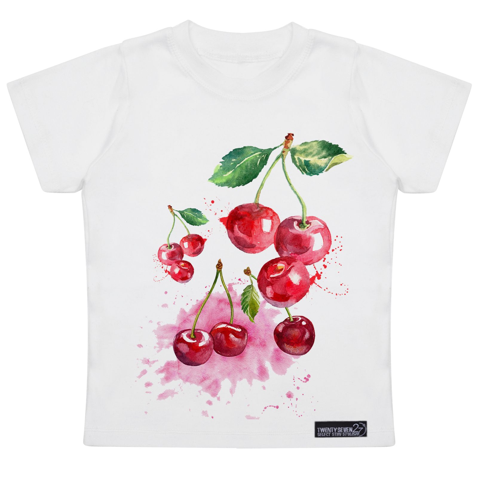 تی شرت آستین کوتاه دخترانه 27 مدل Red Cherries کد MH957 -  - 1