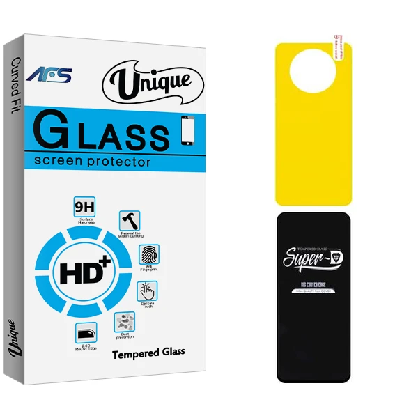 محافظ صفحه نمایش شیشه ای ای اف اس مدل Unique Super D مناسب برای گوشی موبایل شیائومی Poco X3  به همراه محافظ پشت گوشی