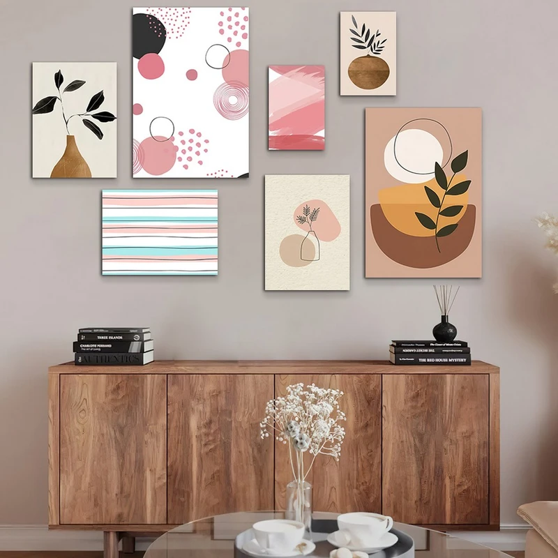 تابلو شاسی بکلیت طرح نقاشی مینیمال مدرن مدل SH-972 مجموعه 7 عددی