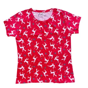 تی شرت آستین کوتاه زنانه اچ اند ام مدل کریسمس