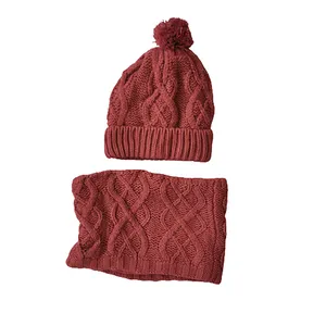 ست کلاه و شال گردن بافتنی بچگانه کیابی مدل 1002-0256