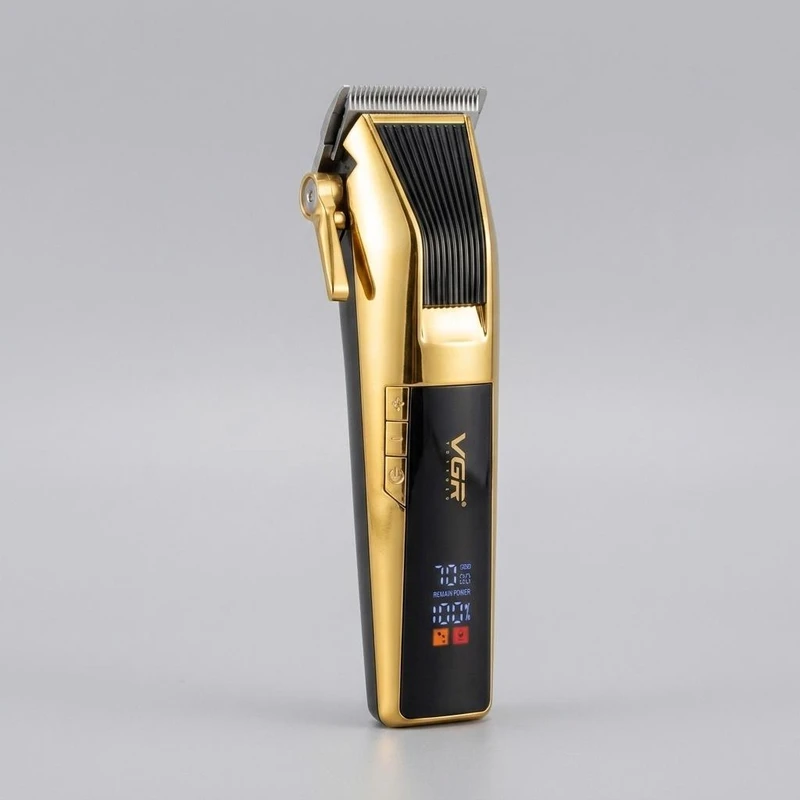 ماشین اصلاح موی صورت وی جی ار مدل V-177 با تیغه استیل ضد زنگ، موتور 7000 دور در دقیقه، باتری 2000 میلی‌آمپر ساعت، نمایشگر LED، طراحی ارگونومیک و تنظیم اندازه اصلاح از 0.8 تا 2 میلی‌متر