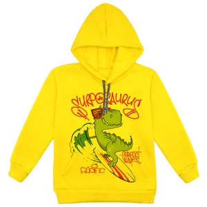 هودی پسرانه مدل دانیاسور موج سوار F219 رنگ زرد