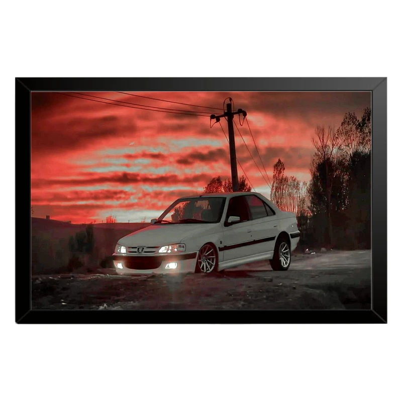 تابلو بکلیت طرح ماشین و خودرو پژو پارس مدل b-po1581 فریم مشکی