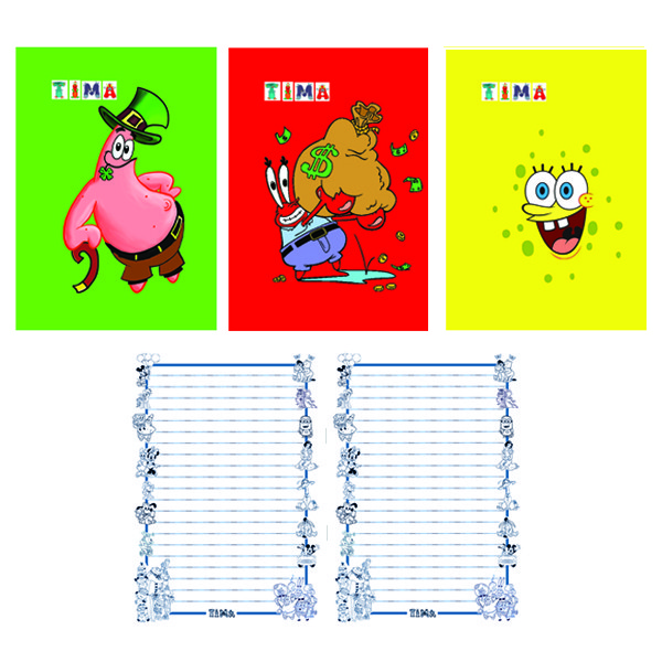 دفتر مشق 40 برگ تیما مدل باب اسفنجی مجموعه 4 عددی