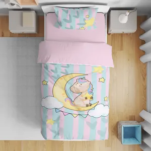 سرویس روتختی مدل یونیکورن کد 4656 یک نفره 5 تکه