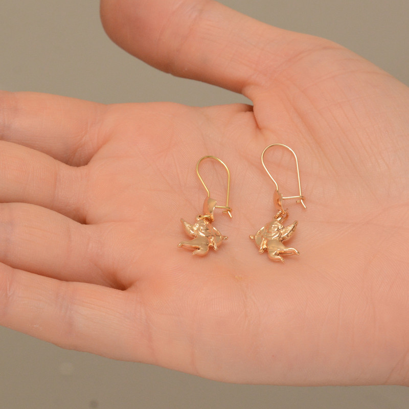 گوشواره طلا 18 عیار دخترانه طلای مستجابی مدل فرشته  کمان دار کد 79