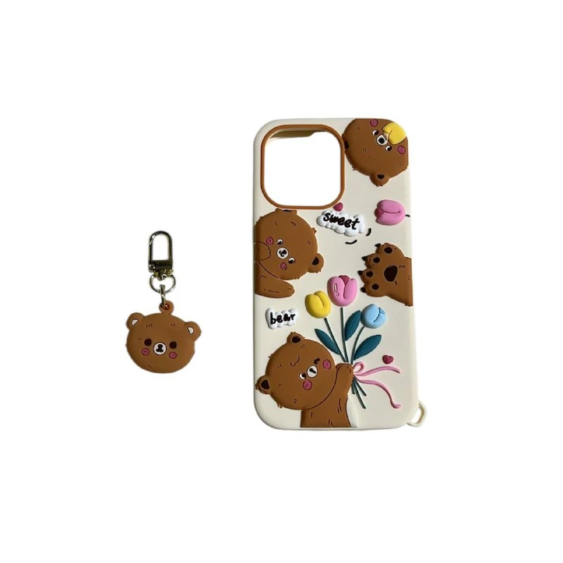 کاور مدل Sweet bear کد an86 مناسب برای گوشی موبایل اپل iphone 13 pro به همراه آویز