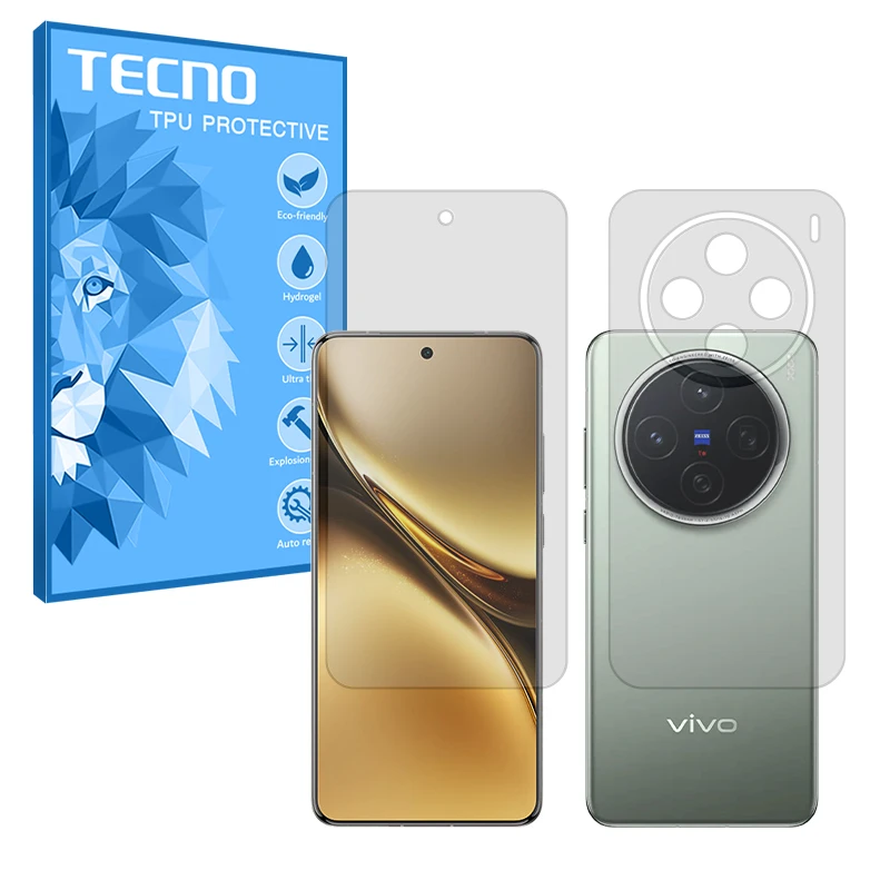 محافظ صفحه نمایش شفاف تکنو مدل Resistant مناسب برای گوشی موبایل ویوو X200 به همراه محافظ پشت گوشی