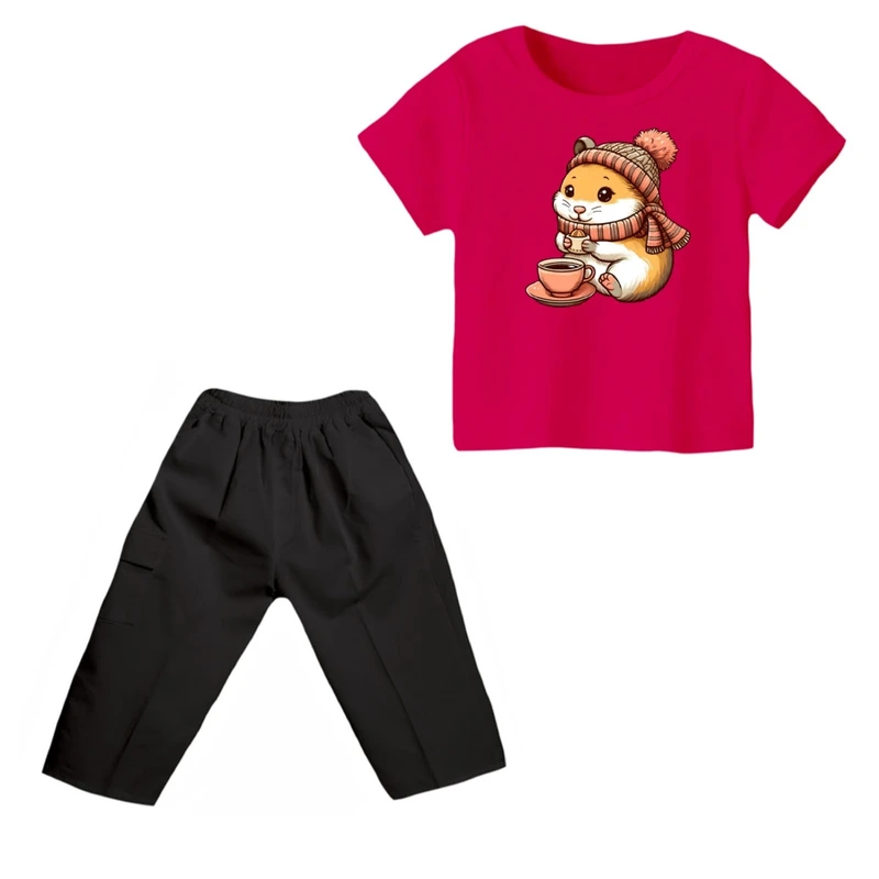 ست تی شرت و شلوارک پسرانه مدل سنجاب کد ۳