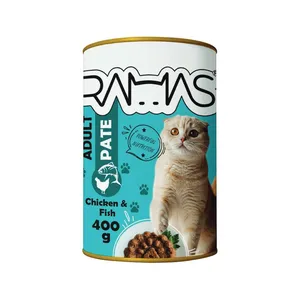 کنسرو غذای گربه راماس مدل مرغ و ماهی وزن 400 گرم
