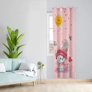 پرده طرح کودک خرس مدل مخمل پانچی کد L 982 L Z سایز 140x200 سانتی متر