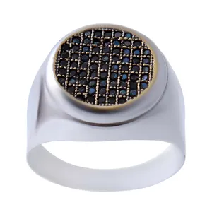 انگشتر نقره مردانه بازرگانی میلادی مدل نگین مارکازیت رکاب ترک وارداتی کد AM_393