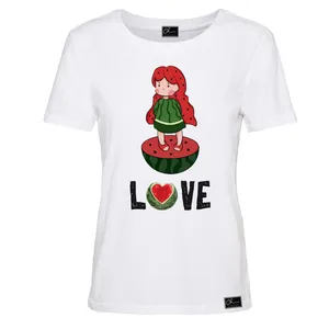 تی شرت آستین کوتاه زنانه مدل LOVELY YALDA  کد 0J29 S رنگ سفید