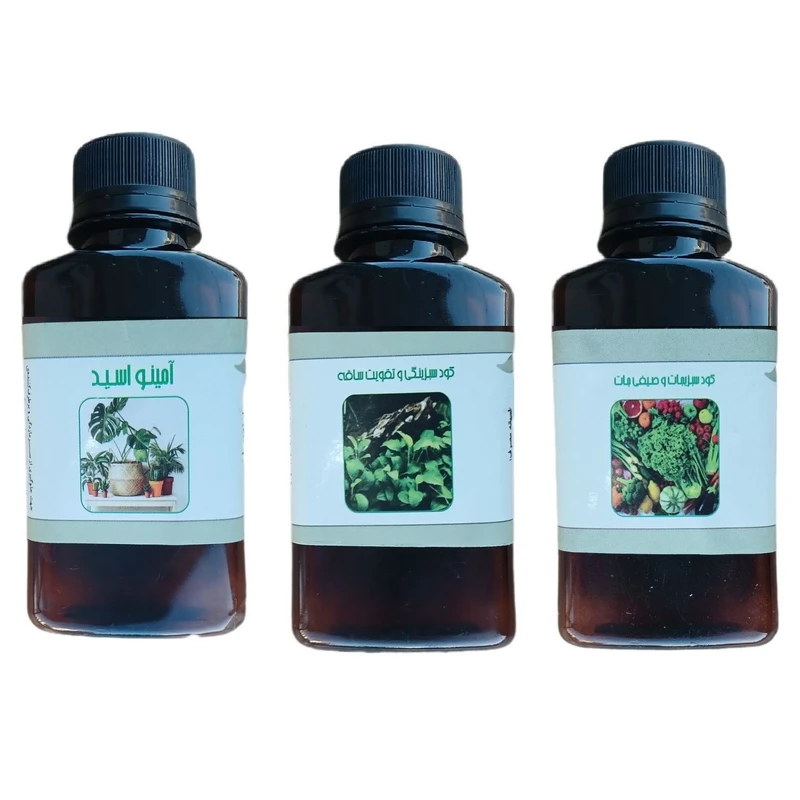 کود مایع امینو اسید و کود سبزیجات و صیفی جات و کود سبزینگی و تقویت ساقه مدل life drop حجم 110 میلی لیتر بسته 3 عددی