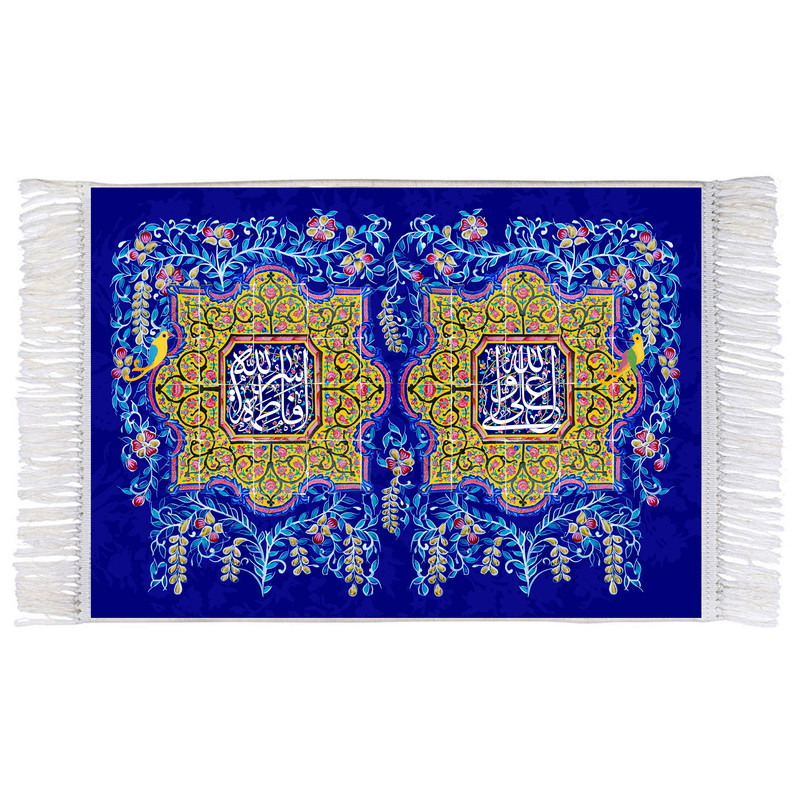 فرش ماشینی دیوارکوب اطلس آبی مدل علی ولی الله کد T3925 