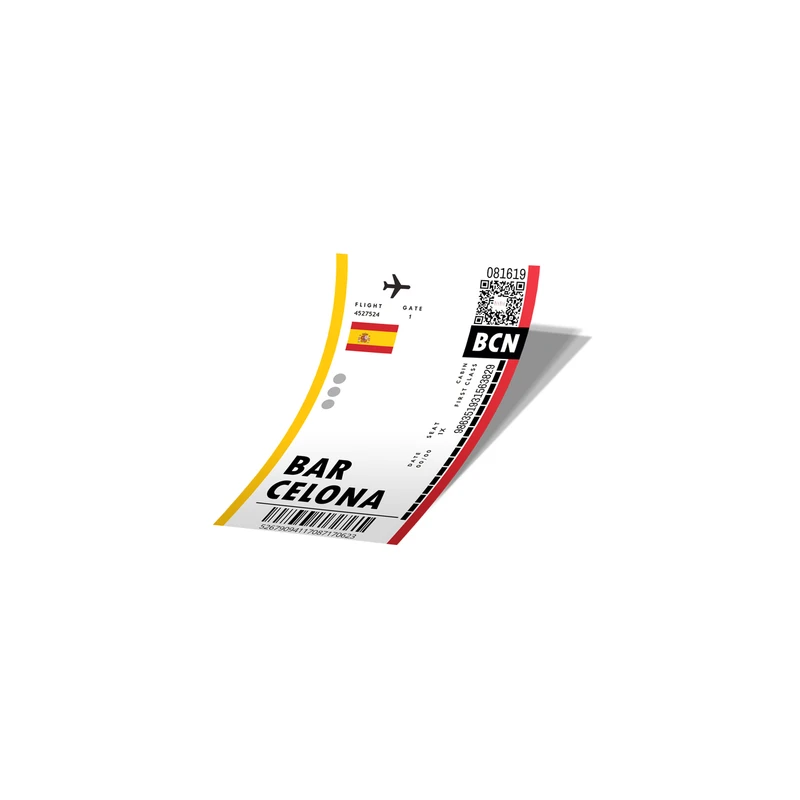 استیکر تزئینی موبایل و تبلت لولو مدل بلیط هواپیما به بارسلونا Boarding Pass to Barcelona کد 797