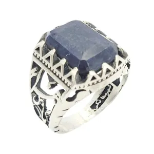 انگشتر نقره مردانه مدل یاقوت کبود کد 856884