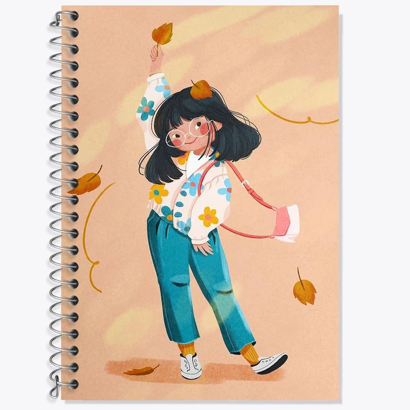 دفتر زبان 50 برگ خندالو مدل سه خط طرح دخترانه فانتزی کد 25739