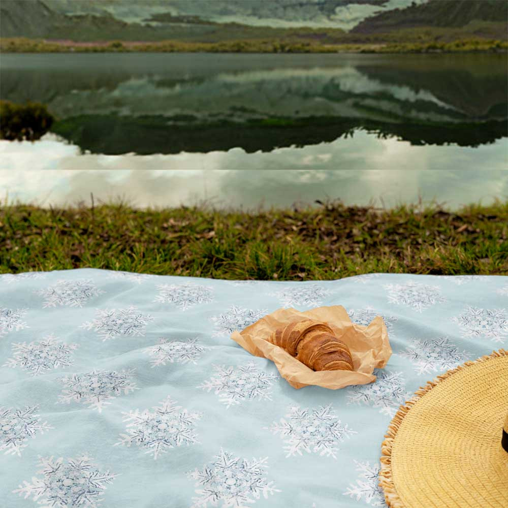 شال مبل طرح دانه های برف زمستان کد Q2SH1078 سایز 98x180 سانتی متر