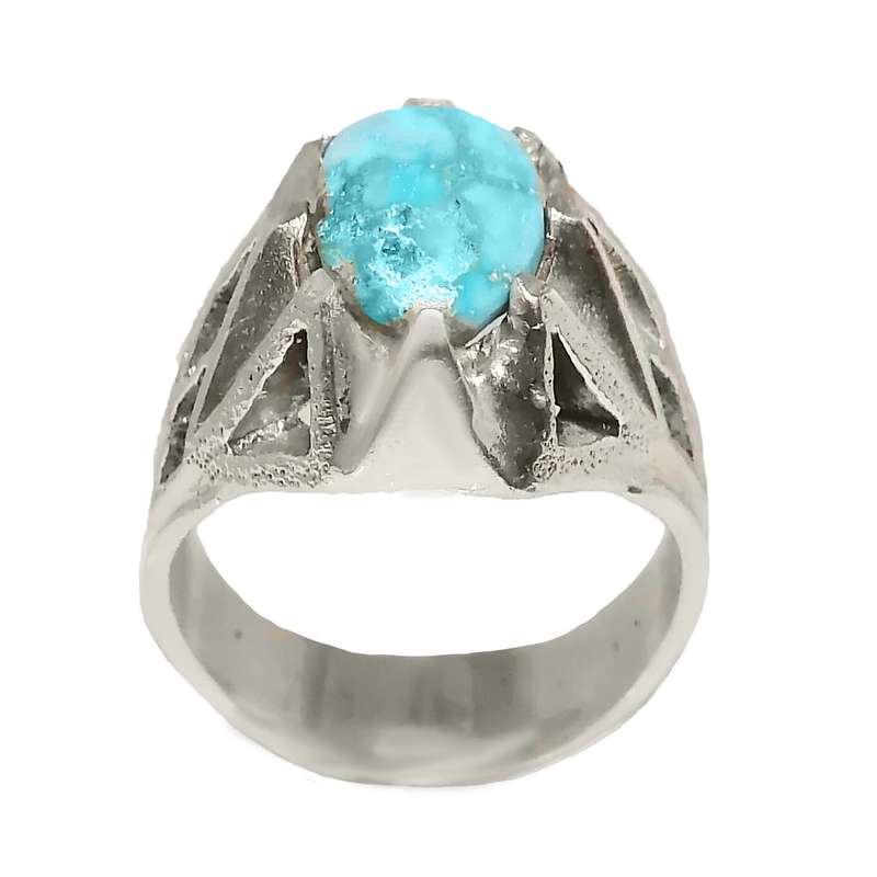 انگشتر نقره مردانه مدل فیروزه نیشابور MFN3012