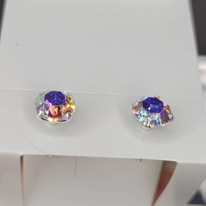 گوشواره نقره زنانه آی ام مدل تک نگین 453