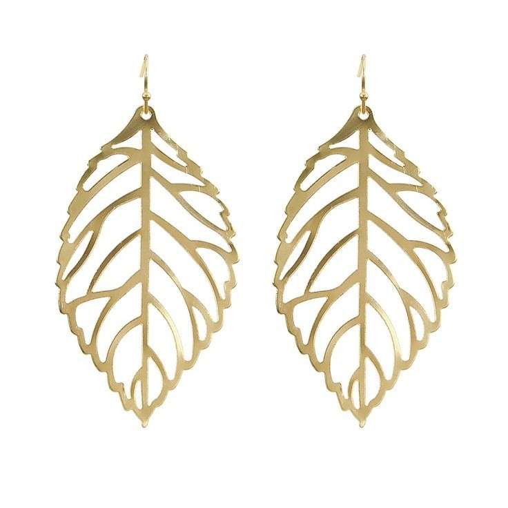 گوشواره طلا 18 عیار زنانه قیراط طرح برگ کد GH3669