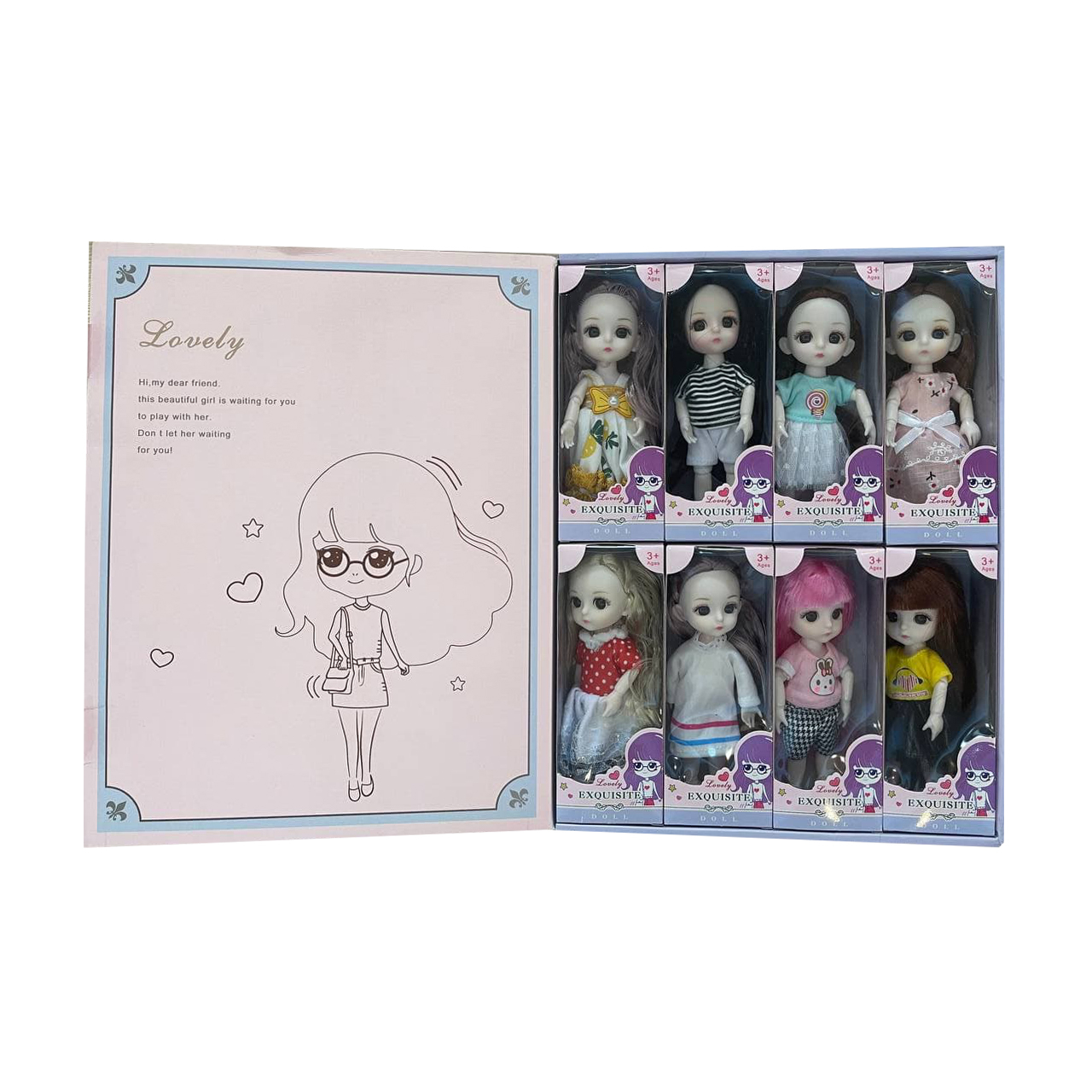 عروسک کد 01 ارتفاع 16 سانتی متر مجموعه 8 عددی