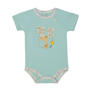 بادی آستین کوتاه نوزادی نیلی مدل deer987654