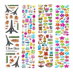 استیکر کودک طرح خوراکی و لوازم پزشکی و ایفل و ستاره کد MT111 مجموعه 4 عددی 