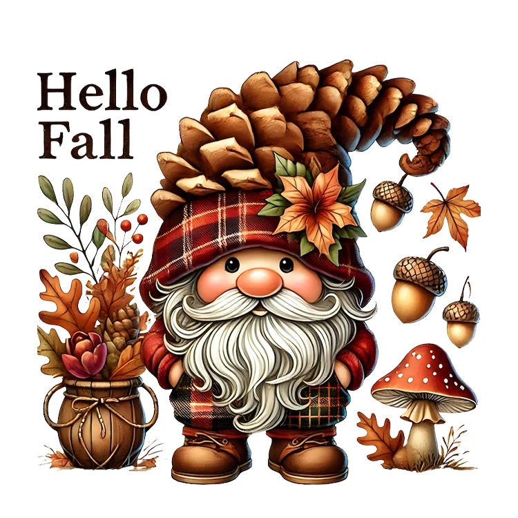 استیکر پارچه و لباس پاد آفرین مدل پاییز طرح عروسکی کدو تنبل آفتابگردان کد S2812