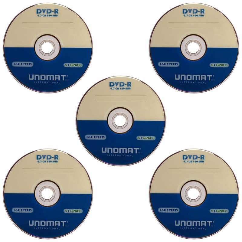 دی وی دی خام یونومات مدل DVD - R بسته 5 عددی