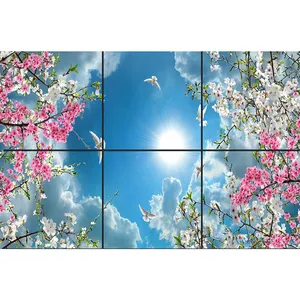 تایل سقفی آسمان مجازی مدل شکوفه کد 200 سایز60x60 سانتیمتر  مجموعه 6 عددی