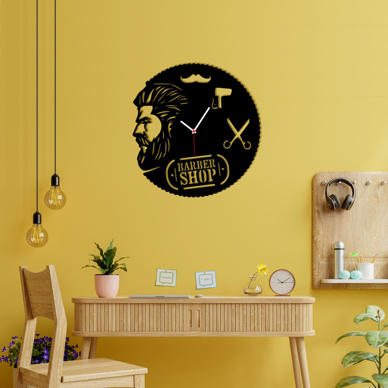 ساعت دیواری ماهوت طرح BARBERSHOP کد 046