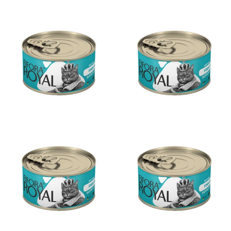 کنسرو غذای گربه فیفورا مدل کلاسیک ROYAL fish Fillet وزن 120 گرم بسته 4 عددی