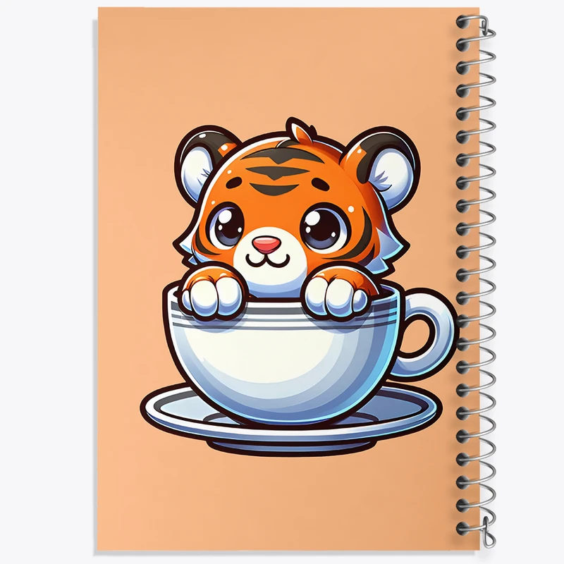 دفتر ژورنال نویسی 50 برگ خندالو مدل نقطه ای طرح ببر بامزه کد F7741