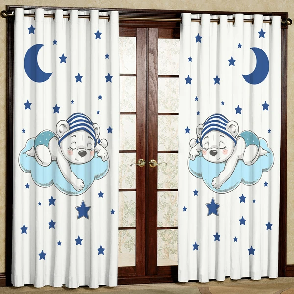 پرده مدل خرس چاپی هازان پانچی کد454 سایز 200x140 سانتی متر