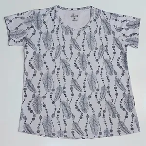 تی شرت آستین کوتاه زنانه مدل پنبه ای دریم کچر رنگ یاسی