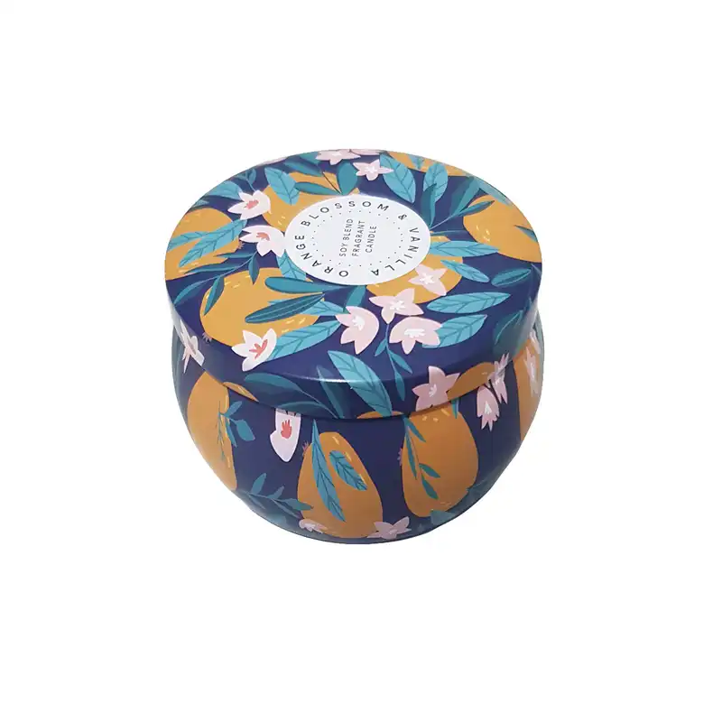 جعبه دکوری مدل قوطی فلزی طرح Orange Blossom کد 72