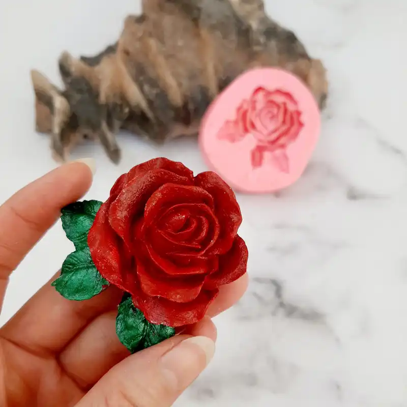 قالب شمع مدل گل رز سه برگ