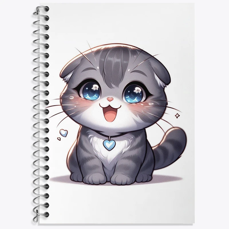 دفتر زبان 50 برگ خندالو مدل دو خط طرح گربه کیوت کد N1432