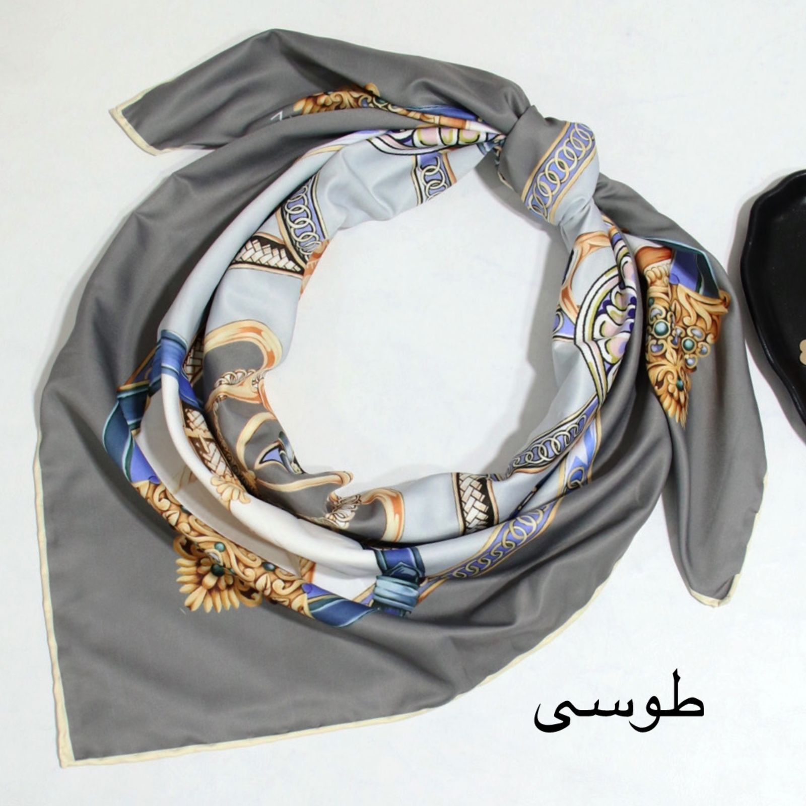 روسری زنانه آنالیا مدل ابریشم مجلسی دور دست دوز کد 9606 -  - 8